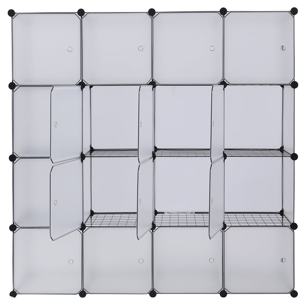 16-Cube Storage Shelf Cube Shelving Bookcase Bookshelf Organizing Closet Toy Organizer Cabinet, White