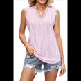 thumbnail image 1 of Camisola Elegante de Jacquard para Mujer, con Apliques de Encaje, Sin Mangas, Color Liso, con Cuello en V. Rosa M, 1 of 9