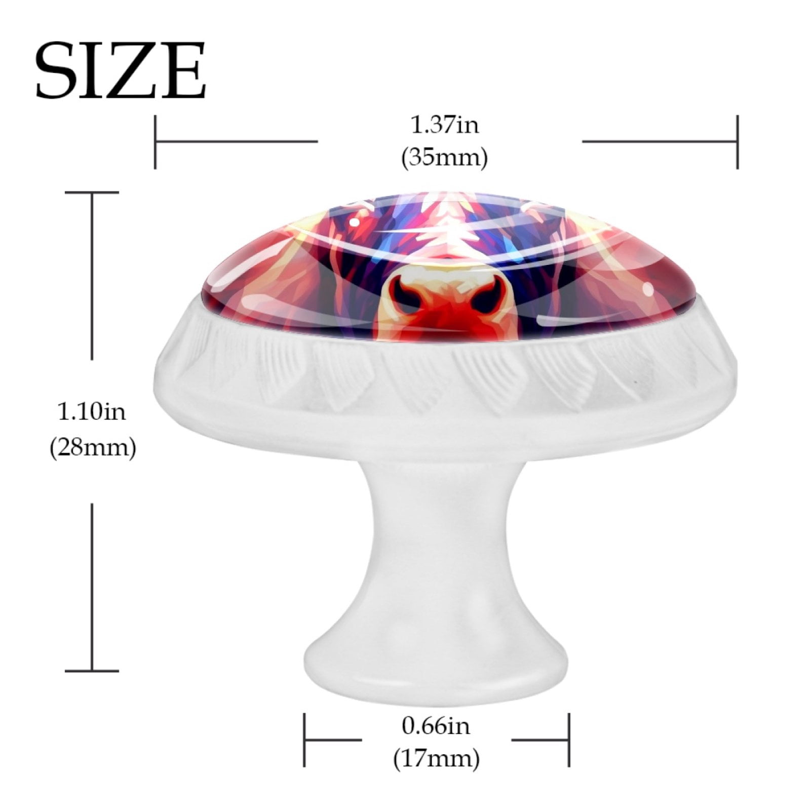 4 Pcs Cow Knobs for Kitchen Cabinet Cupboard Dresser Bookcase Drawer Pulls Handles Round Home Decor
