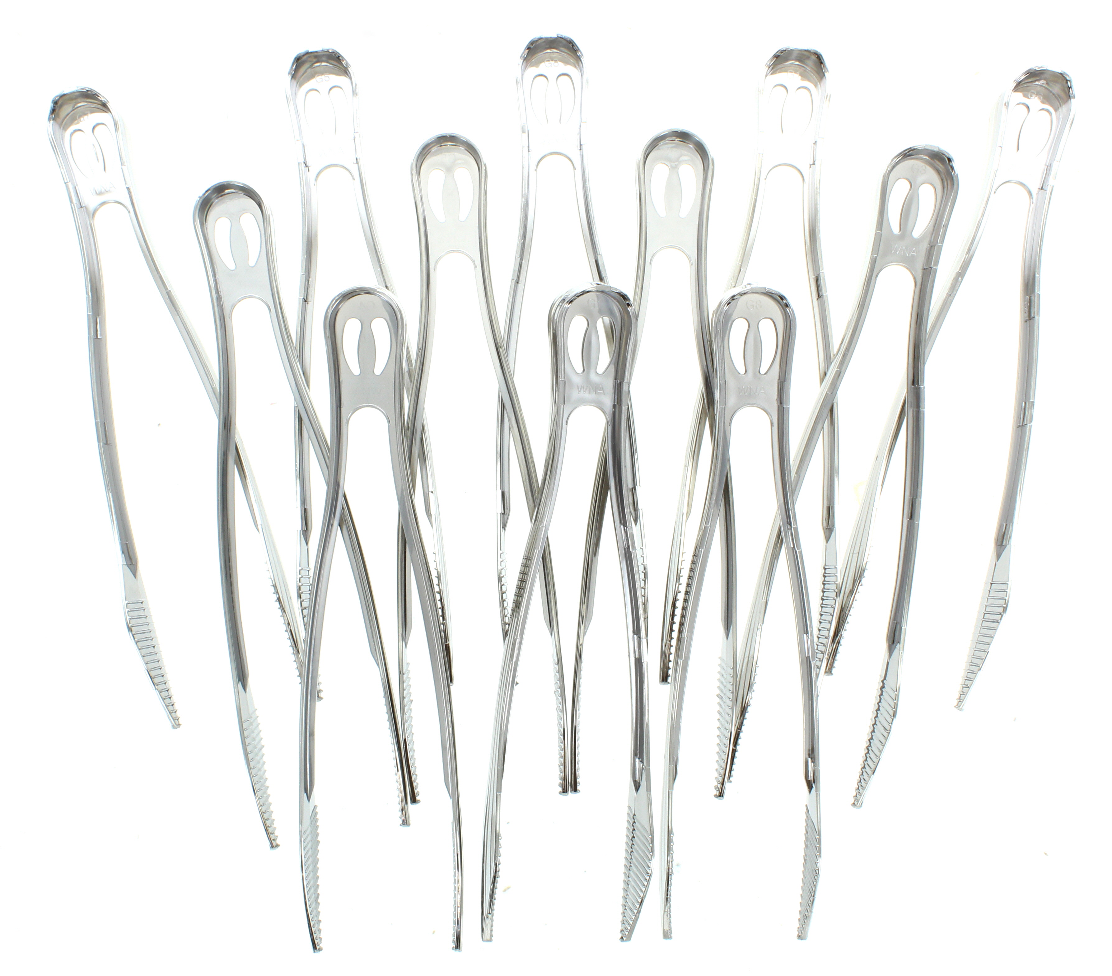 Large Heavy Weight Silver Plastic Serving Tongs BBQ Party Utensils Lot