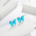 thumbnail image 4 of Blue Butterfly Earrings Aquamarine March Birthstone Earrings Stud Crystal Jewelry 925 Sterling Silver Women Birthday Mother's Day Gifts Juwaliy, 4 of 8