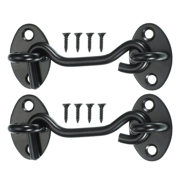 Uxcell Hook and Eye Latch for Doors Barn Door Lock Gate Latch, Cabin Hook Latch & Eye for Sliding Door Back Gate Front Porch 3 Inch Black