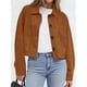 thumbnail image 5 of Chaqueta Corta de Ante Sintético para Mujer, Informal, Ligera, para Otoño e Invierno. Marrón XL, 5 of 8