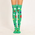 thumbnail image 1 of Nvzi 3 pares de calcetines hasta el muslo para mujeres y niñas, novedosos calcetines largos de Halloween, divertidos, lindos y coloridos, calcetines altos por encima de la rodilla, verdes, 1 of 2