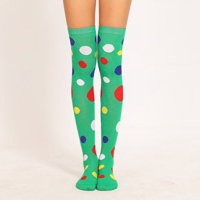 Nvzi 1 par de calcetines hasta el muslo para mujeres y niñas, novedosos calcetines largos de Halloween, divertidos, lindos y coloridos, calcetines altos por encima de la rodilla, verdes