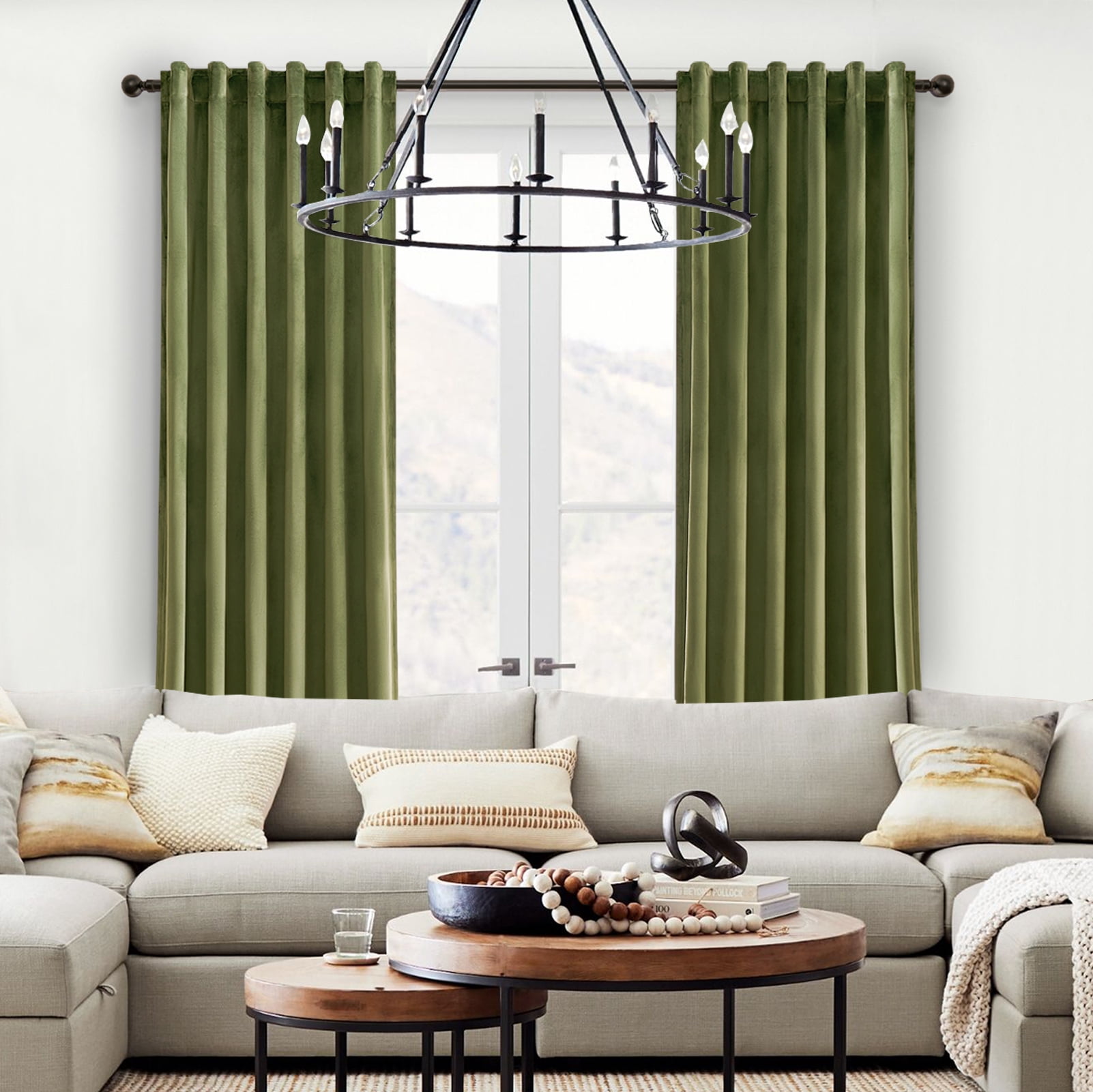 Jainmy Olive Green Velvet Curtains 84 inches 2 Panels, Luxury Blackout Curtains for Bedroom Living Room Thermal Insulated Room Darkening Drapes Back Tab,52"x84"