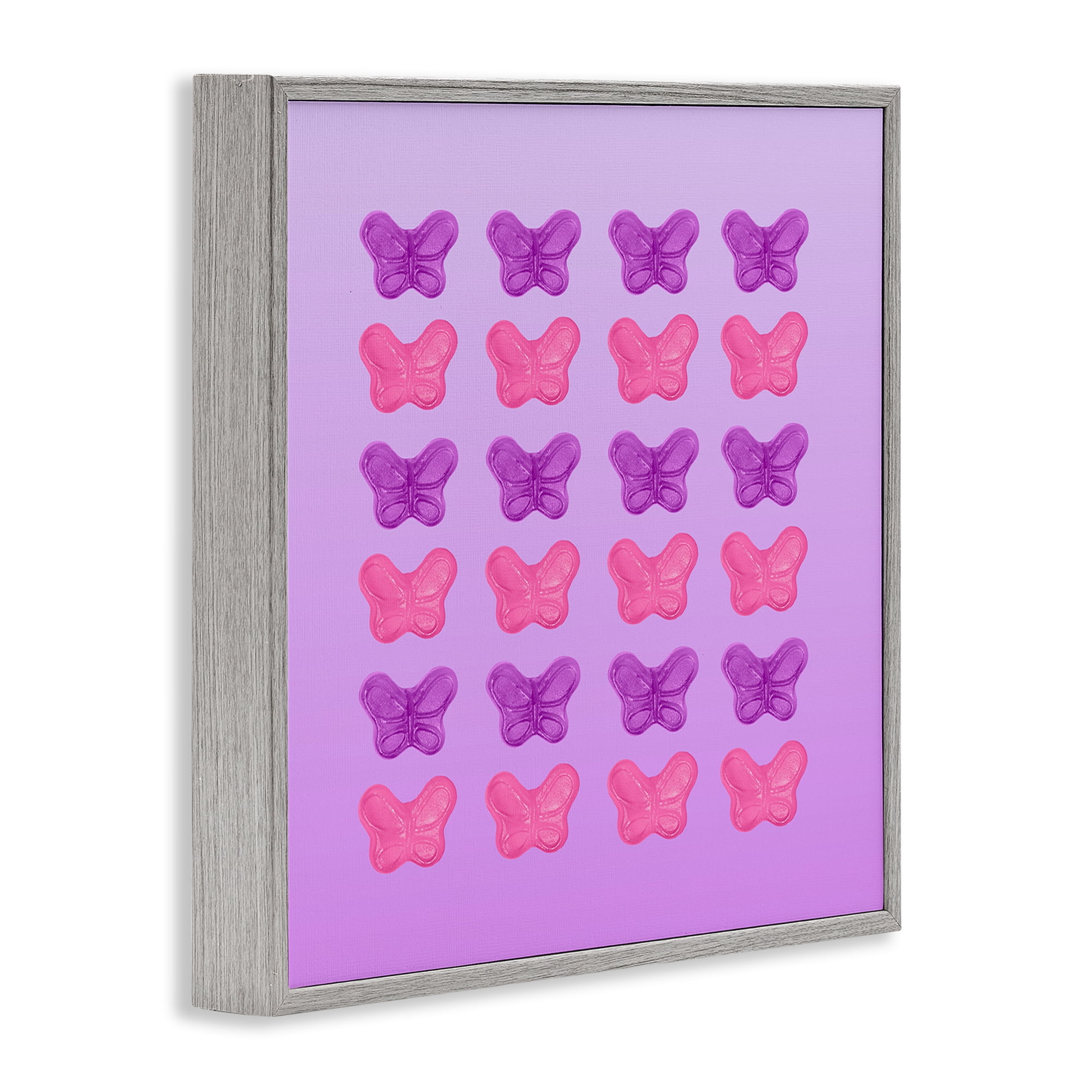 Stupell Industries Purple & Pink Butterfly Candies Gray Framed Giclee Art, design by LISH Creative