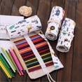 thumbnail image 1 of Cortina de lápices de colores multicolor hecha a mano con arte étnico, bolsa de lona para lápices, bolsa para lápices para estudiantes, estuche de papelería para pintar, 1 of 6