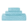thumbnail image 2 of Superior Basketweave Egyptian Cotton Jacquard 3 Piece Towel Set, Sky Blue, 2 of 9