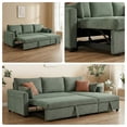 thumbnail image 5 of BSHTI L-Shaped Pull-Out Sleeper Sofa Bed with Storage Chaise, 3-Seater Convertible Corduroy Sectional Couch, Solid Wood & Iron Frame, Olive Drab, 5 of 10