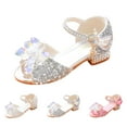 thumbnail image 3 of UngA Sandals for Girls Girls Toddler/Little Kid Closed-Toe Flower Summer Dress Sandals Shoes Girls Dance Shoes(Silver,Size 13.5), 3 of 8