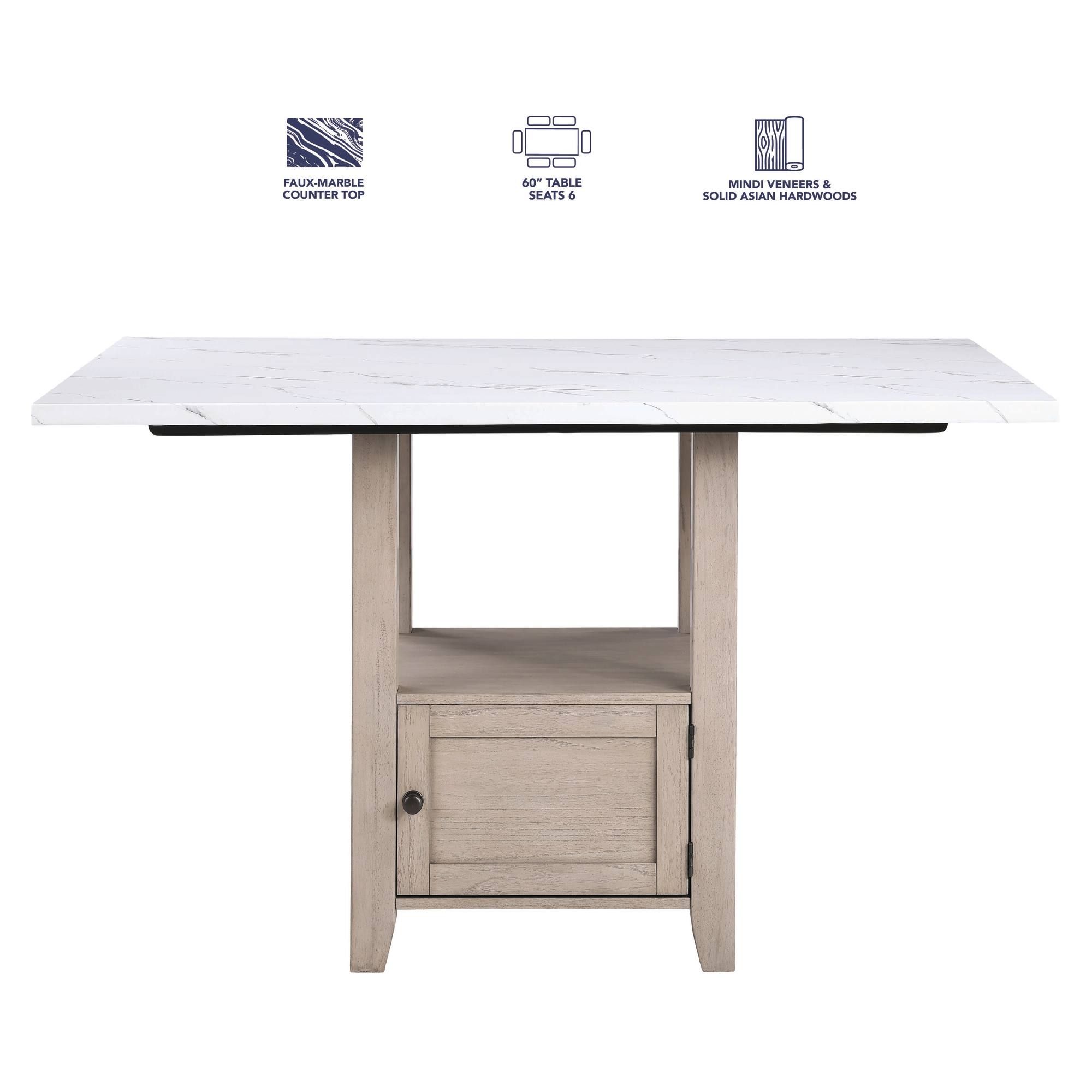 Steve Silver Taylor Faux Marble Top Counter Height Dining Table