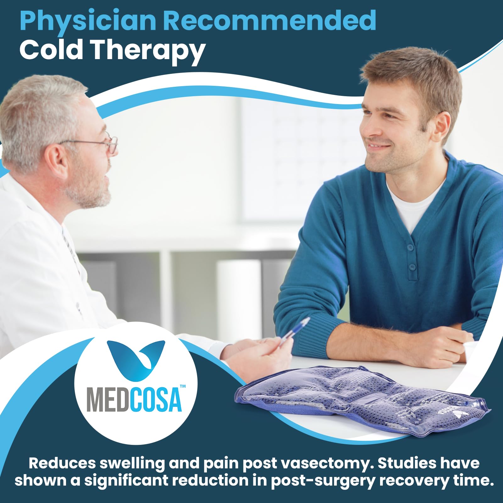Medcosa Vasectomy Ice Packs - Vasectomy Gifts for Men - Groin Ice Pack - Reusable and Comfortable Velvet Material - Moulds to Body - Remains Cold for 25 Mins