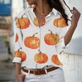 thumbnail image 2 of DianGeFu Womens Tops Plus Size T-Shirts Lace Pleated Tunic Long Sleeve Shirts $15 Lapel,Women's Halloween Long Sleeved Regular Casual Orange Series Printed Lapel Button Up Shirt,Yellow,S, 2 of 5