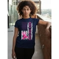 thumbnail image 3 of Breast Cancer Back The Pink American Flag US Unisex Men's T-shirt, 2XL, Navy, 3 of 4