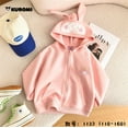 thumbnail image 2 of My Melody Full Zip Hoodie Sweatshirt Cartoon Ears Hooded Zippered Jacket Coat,150, 2 of 7