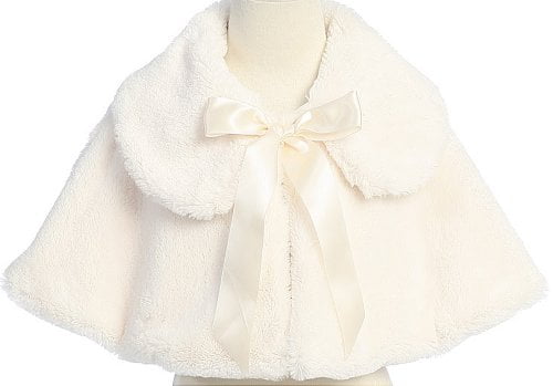 Girls 2-12 Girls Soft Faux Fur Cape in Black White or Ivory Infant 6-24 Month 
