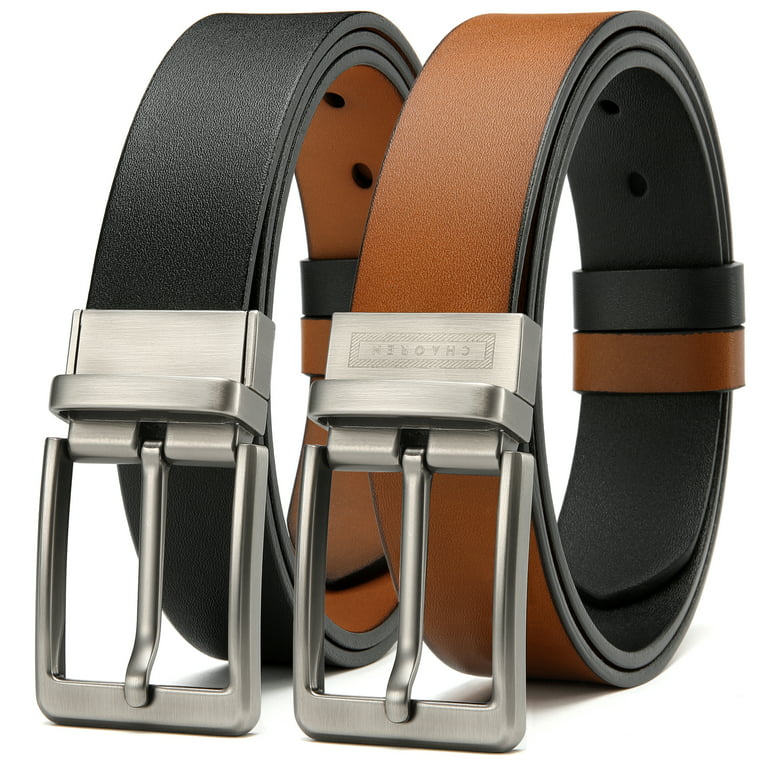 Reversible Leather Belt - Dark brown - Men