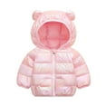 thumbnail image 2 of Toddler Girls Winter Coat Warm Puffer Jackets Kids Zip up Long Sleeve Windproof Down Jacket Bear Hooded Down Jacket Baby Warm Clothes 18-24 Months, 2 of 7