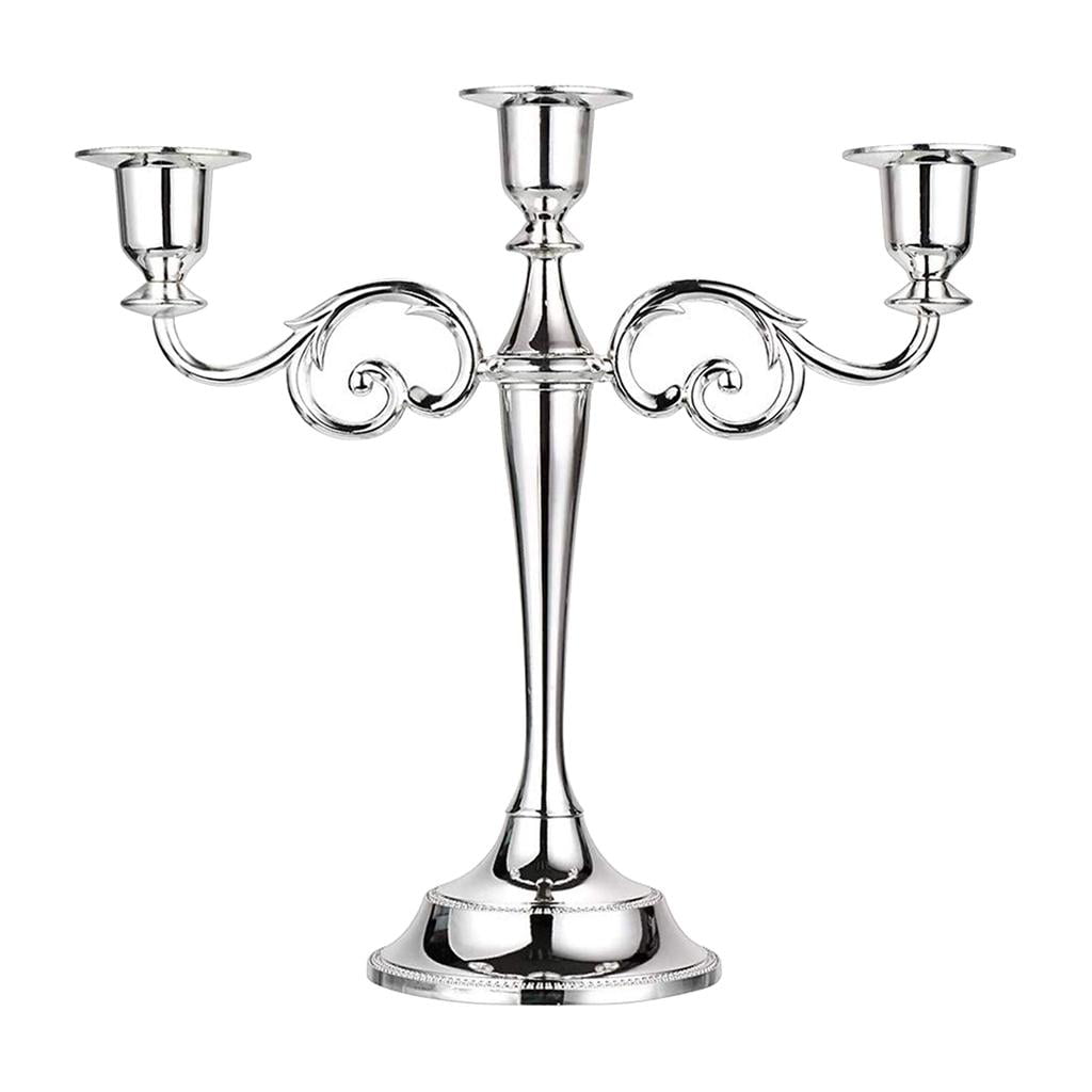 Silver Metal 5 Arms Candle Holder Candelabra Home Candlestick 26cm Tall 