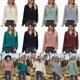 thumbnail image 2 of Women Casual Hoodies Button Down Shirt V Neck Henley Sweatshirt Pullover Tops gray blue XXL, 2 of 4