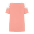 thumbnail image 7 of under $5 JINMGG Womens Tops,Cold Shoulder Tops for Women Round-Neck Fashion Casual Summer Shirts Cute Lace Blouses T-Shirt Top Pink XL, 7 of 7