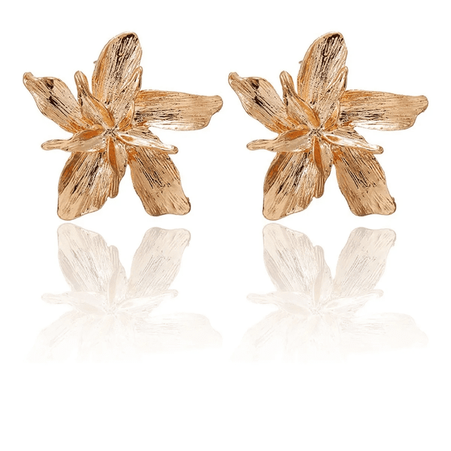 Pendientes Grandes De Flor De Metal Vintage Para Mujer Xtellar dorado