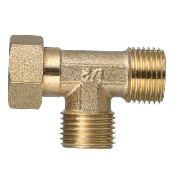 ETHZZLE brass t-splitter Tee Fitting Golden for Water Pump and Water Heater 1Set
