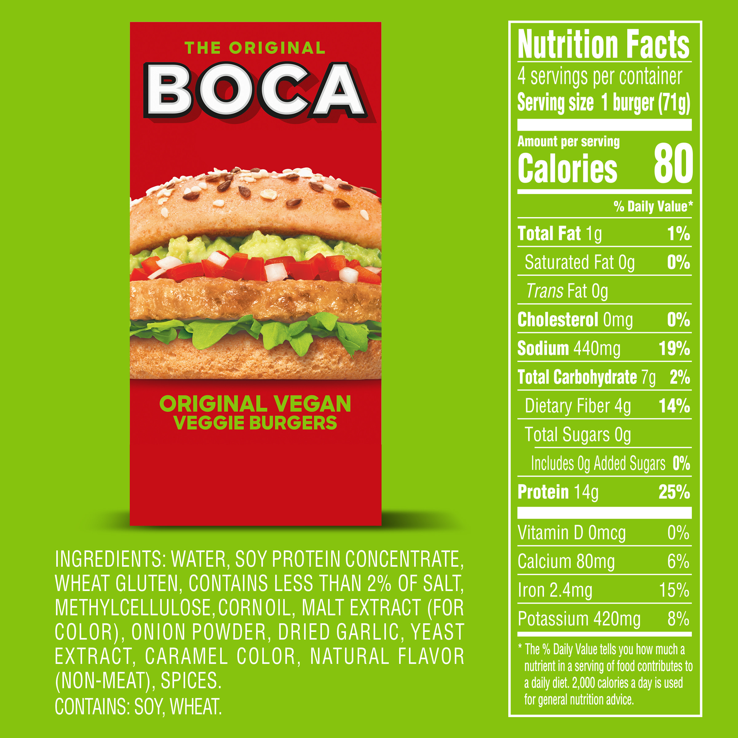 BOCA Original Vegan Veggie Burgers, 4 ct Box - image 9 of 16