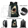 thumbnail image 4 of Uorisanigo Shark Printed School Backpack Set 4Pcs Kids Backpack with Lunch Bag Pencil Bag Pen Case and Water Bottle Case Cover Children Bookbag with Zipped Front Pocket Multifunctional, 4 of 7