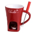 thumbnail image 1 of Ceramic Fondue Pot Set for Chocolate & Cheese, Tealight Powered Melting Warmer with 1 Fork for Parties, 1 of 10