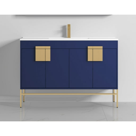 47" Tennant Brand Kuro Minimalistic Navy Blue Single Sink Bathroom Vanity
