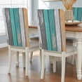 thumbnail image 2 of Coastal Style Chair Back Covers Set of 6, Vintage Green Brown Stripe Wood Grain Stretch Dining Chair Back Slipcovers Removable Seat Cover for Kitchen Restaurant Hotel Cafe, 2 of 9