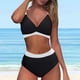 thumbnail image 1 of Bikini Mujer Traje de Baño Conjunto de Bikini de Cintura Alta Para Mujer, Traje de Baño de Dos Piezas Con Cuello En V y Bloques de Color, Tankini Con Parte Superior E Inferior., 1 of 8