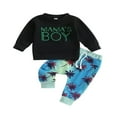 thumbnail image 1 of Baby Boy 2 Piece Outfits Letter Print Long Sleeve Sweatshirt and Tree Print Pants for Toddler Fall Clothes, 1 of 8