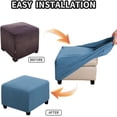 thumbnail image 4 of Ottoman Cover Slipcovers Square Fit Length 13"-44" Footrest, Stool Covers, Ottoman Protector Cover, Footstool Covers with Stretch Thick Checked with Elastic Bottom, Removable Washable(Dusty Blue,XXL(8, 4 of 7
