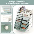 thumbnail image 6 of 14-Drawer Rolling Storage Cart with Metal Tabletop and Pegboard, Scrapbook Paper Office School Organizer,Gradient Green, 6 of 8