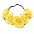 thumbnail image 1 of Nvzi Corona de flores de rosas para bodas, diadema para el cabello, tocado para bodas (amarillo), 1 of 4