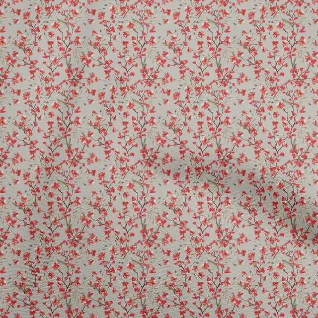 oneOone Polyester Spandex Dusty Gray Fabric Florals Sewing Material Print Fabric By The Yard 56 Inch Wide