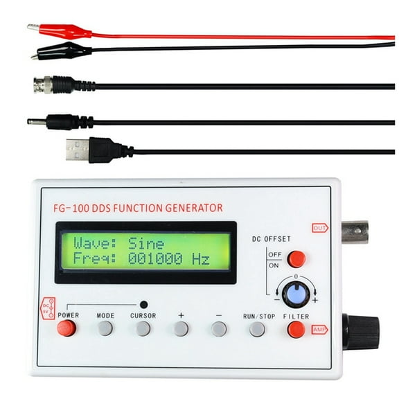 FG-100 DDS Function Signal Generator Frequency Counter 1Hz - 500Khz Sine Frequency Plastic2008