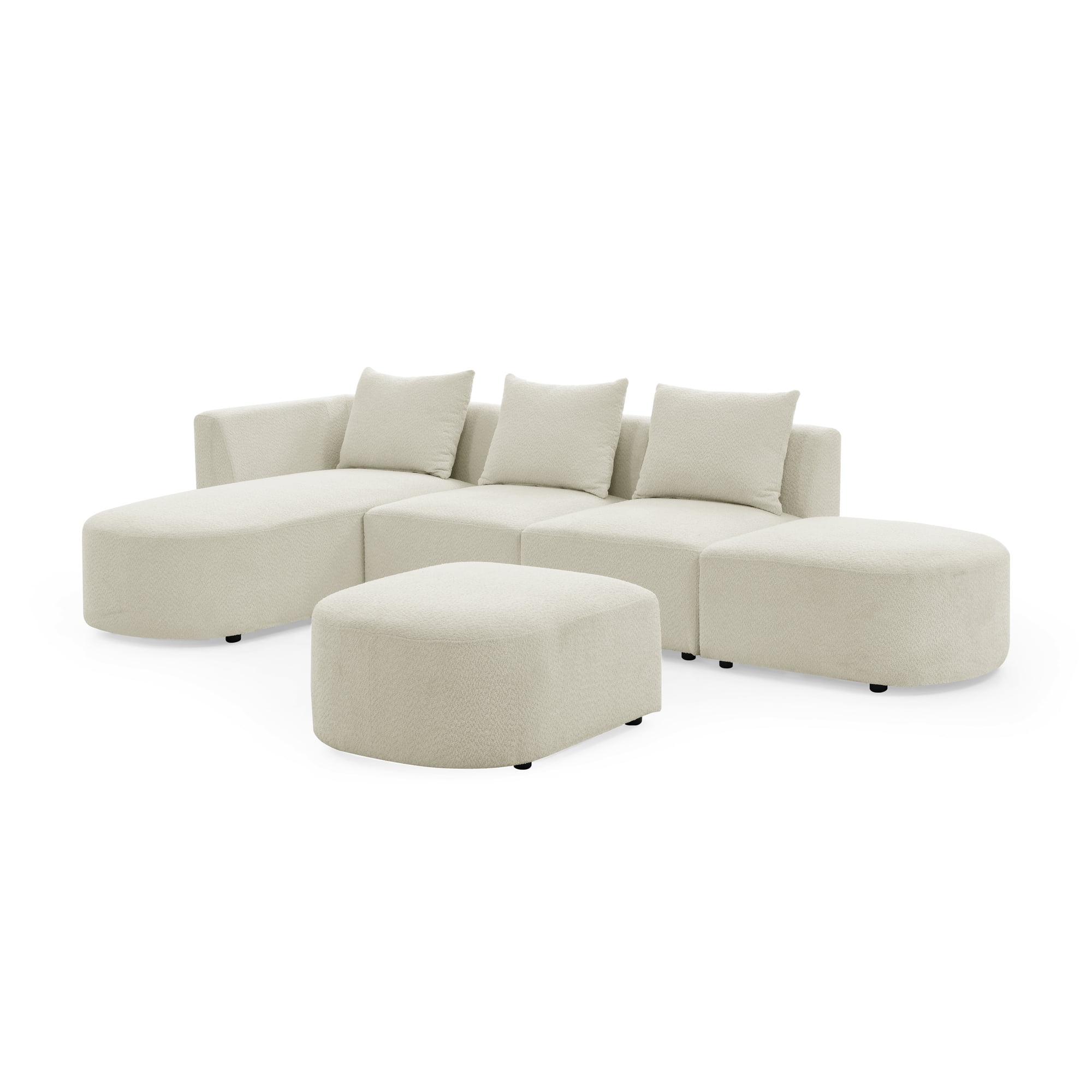 Kadyn 113" L Shape Sectional Sofa, Modern Sofa Couch with Left Side Chaise and Ottoman, Pillows, 5-Seater Modular Sofa for Small Space Living Room, Beige Kadyn 113" L Shape Sectional Sofa, Modern Sofa Couch with Left Side Chaise and Ottoman, Pillows, 5-Seater Modular Sofa for Small Space Living Room, Beige