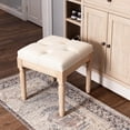 thumbnail image 3 of Square Cushioned Country-Style Bench - 15.75" All Sides, Beige, Perfect for Bedroom & Dining, 3 of 7