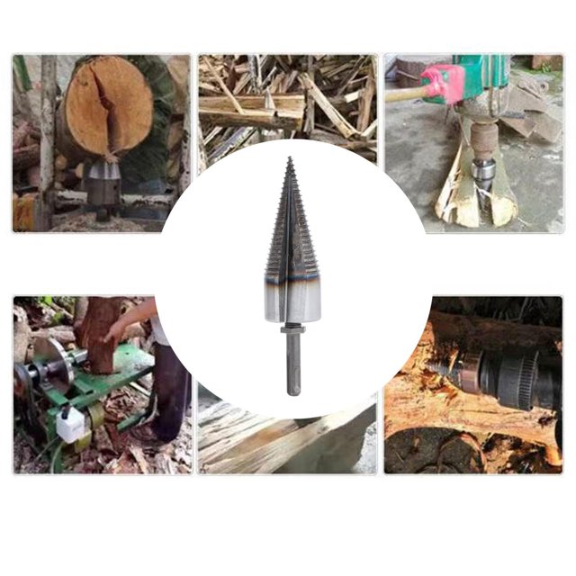 Taladro divisor de madera , divisor de troncos para leña, broca para troncos, resistente Vástago redondo de 42 mm Cola Broca para partidor de troncos