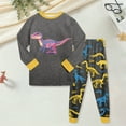 thumbnail image 2 of Hessimy Toddler Boys Girls Summer Cute Cartoon Print 2Pcs Thermal Underwear Warm Spring Shirt Pants Comfy Set, Summer Spring Comfort(Dark Gray,8-9 Years), 2 of 5