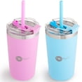 thumbnail image 1 of PopYum Set De 2 Vasos Térmicos Infantiles De Acero Inoxidable Anti Derrame Con Tapa Y Popote 13oz Rosa y Azul, 1 of 11