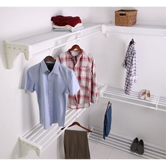 EZ Shelf Walk-In Hanging Closet Organizer Kit, White