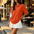 thumbnail image 2 of Stralyhd Womens Polo Shirts Short Sleeve V Neck Business Casual Collared Tops Summer Dressy Blouses Orange XXXL, 2 of 6