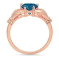 thumbnail image 2 of 1.06 ct Heart Cut Natural London Blue Topaz Claddagh 18K Rose Gold Womens Engagement Ring, 2 of 6