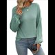 thumbnail image 3 of Camiseta Holgada Informal de Cuello Redondo y Larga Acanalada para Mujer, Ideal para y Otoño Lago Verde XXL, 3 of 8