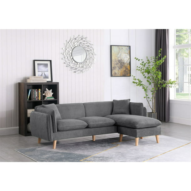 Lilola Home Brayden Light Gray Fabric, Gray Fabric Sectional Sofa
